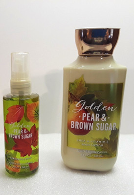 Bath Body Works Golden Pear & Brown Sugar Fragrance Mist 3oz & Lotion 8oz