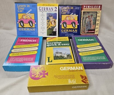 Learning German Lot, Cassette Tapes & More,  One French Set Too