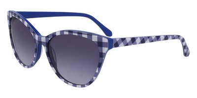 Draper James DJ7018 Sunglasses Indigo Gingham Cat Eye 56mm New 100% Authentic