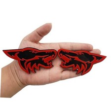 Pair Set Coyote Emblem 3D Badges Custom New Nameplate Sticker Black Red