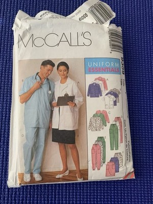 McCall's Uniform Essentials pattern 9359 Lab Coat, Top, Pants sz S, M, L cut
