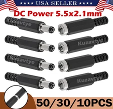 100Pcs DC Power Jack Plugs Male / Female Socket Adapter Connectors 2.1 x 5.5mm