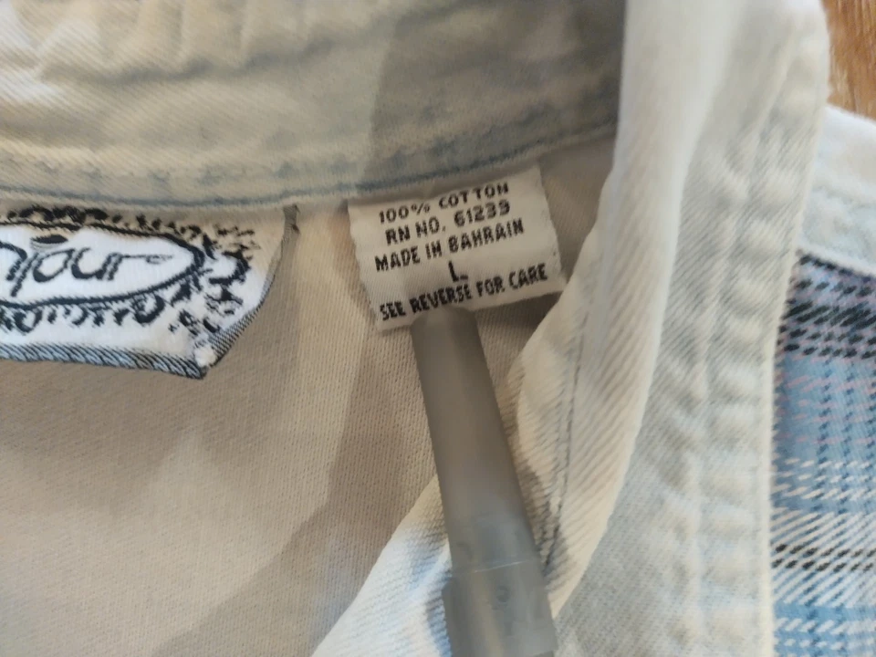 Camisa Chaleco Grunge De Colección Años 90 Bonjour Para Mujer Denim A Cuadros Con Botones Sin Mangas Talla L Foto 4 de 4