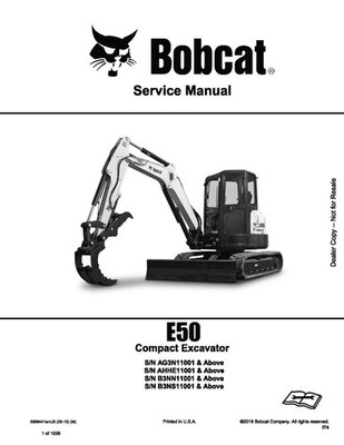 Bobcat E50 Compact Excavator Service Shop Repair Manual 6989441