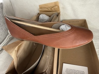 Lucky Brand Womens Size 8.5 Leather Brown Ballet Flats Alba Umber Oyster