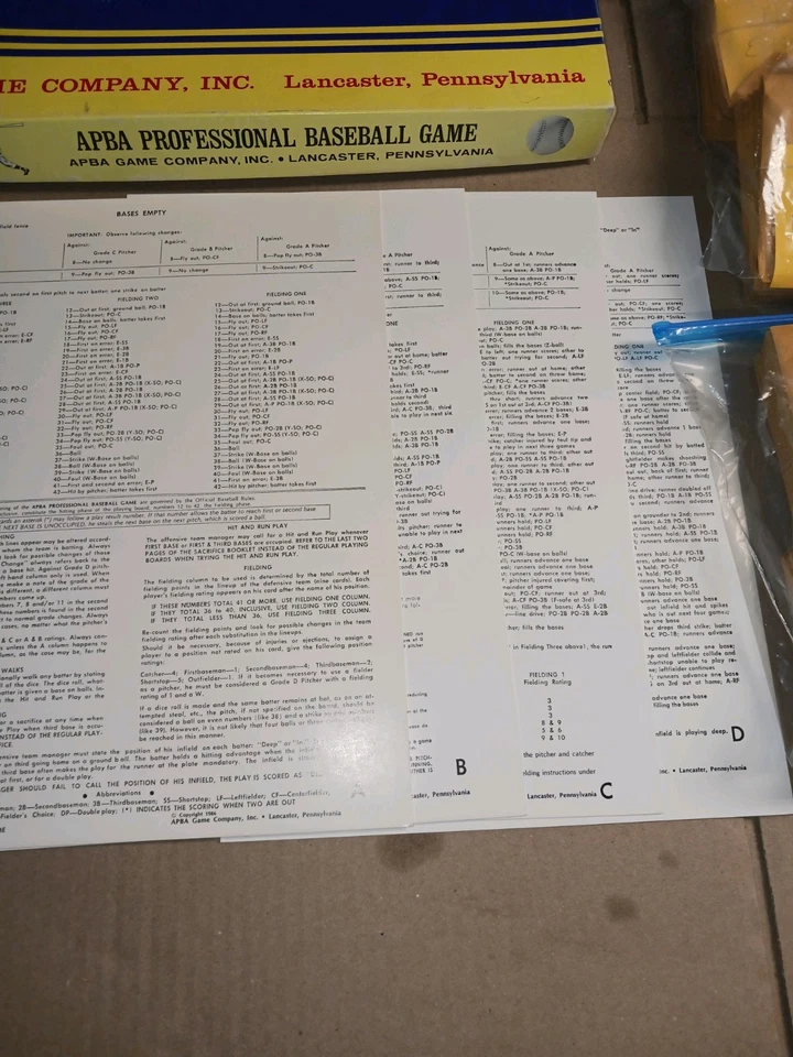 APBA MLB Baseball Board Game. Years 77, 78, 79. Charts, Box & Parts VG Shape. - Image 4 of 4