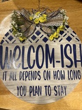 Door Hanger Welcome-ish Hanging Sign Front Porch Decor Home Decoration Wooden