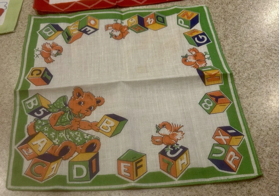 Vintage 8 Lot 1950’s Children’s Kids Hankie Handkerchief Some Unused Original - Image 4 of 4