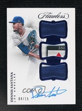 2019 Panini Flawless Rookie Sapphire 4/15 Dennis Santana Triple Patch Auto 0vs5