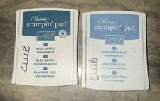 Stampin Up Ink Pad Lot Of 2 , Bordering Blue , Blue Bayou