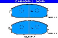 ATE 13.0460-5879.2 Bremsbelagsatz, Scheibenbremse 165,8 Mm 61,4 Mm 18,8 Mm