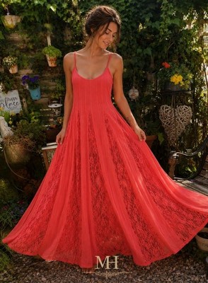 *Peace +Love* Traum Boho Ibiza Maxikleid Spitze Gr 40 L Coachella~Strand Neuwert
