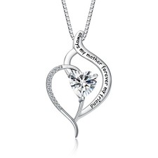 FANCYCD Women's Platinum Plated Heart Necklace, I Love 16"-18 inches, Silver