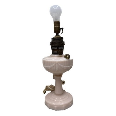 ALADDIN PINK  LINCOLN DRAPE OIL LAMP MODEL B BURNER 17  Tall Converted Electric