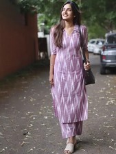 Cotton Rayon Women's Office Wear Kurta Set Indian Bollywood Top Kurti Pant Set