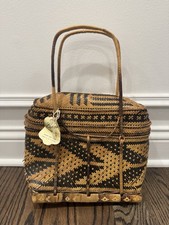 Vintage Mister Ernest Handbag Inc Wicker Purse Bag Brown 50s 60s WITH TAGS
