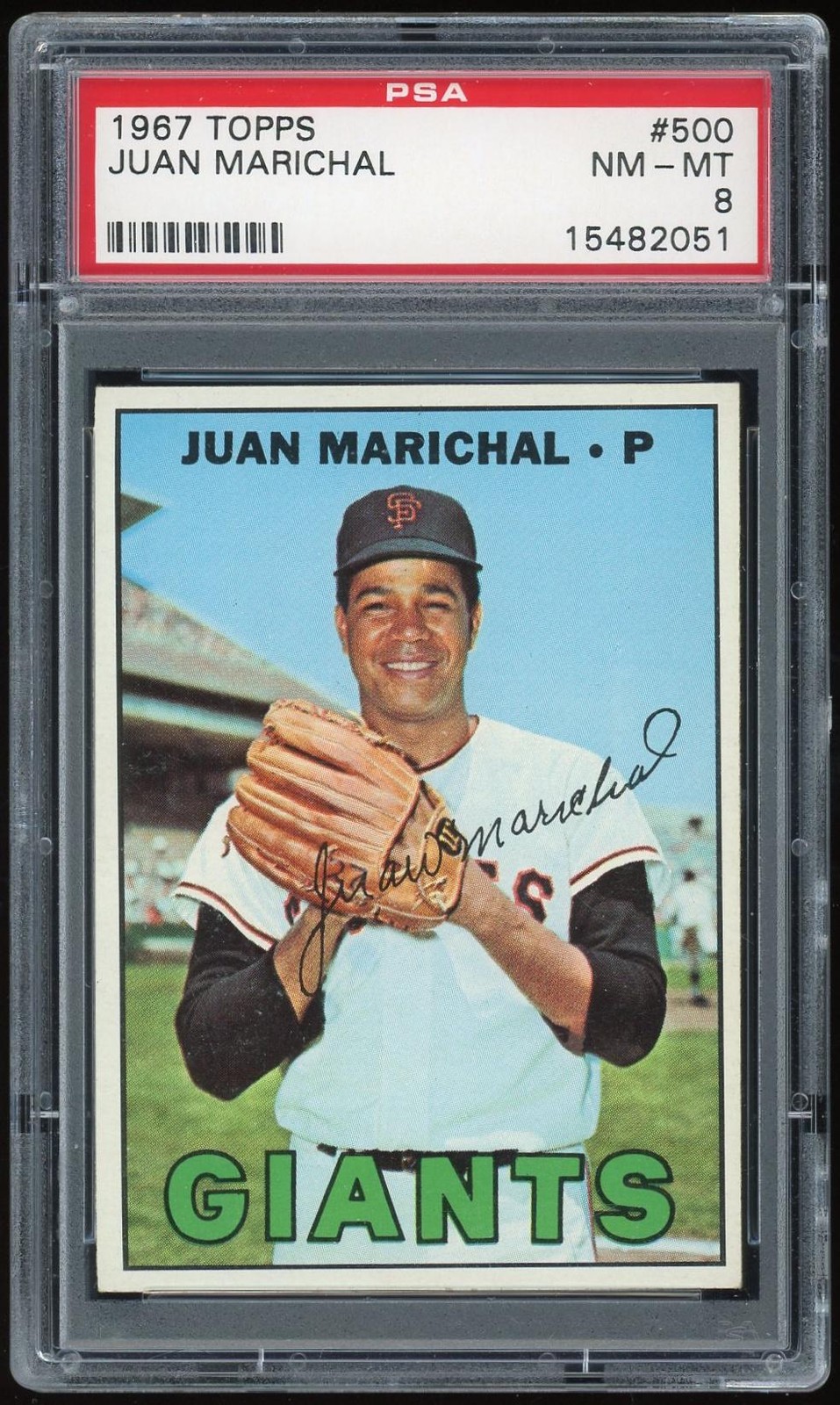 1967 Topps #500 Juan Marichal PSA 8 *2051