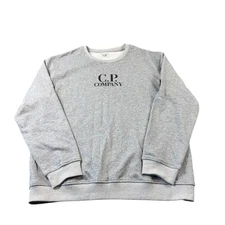 C.P. Company Gray Black Spellout Cotton Crewneck Men’s Sweater Size XL Mint