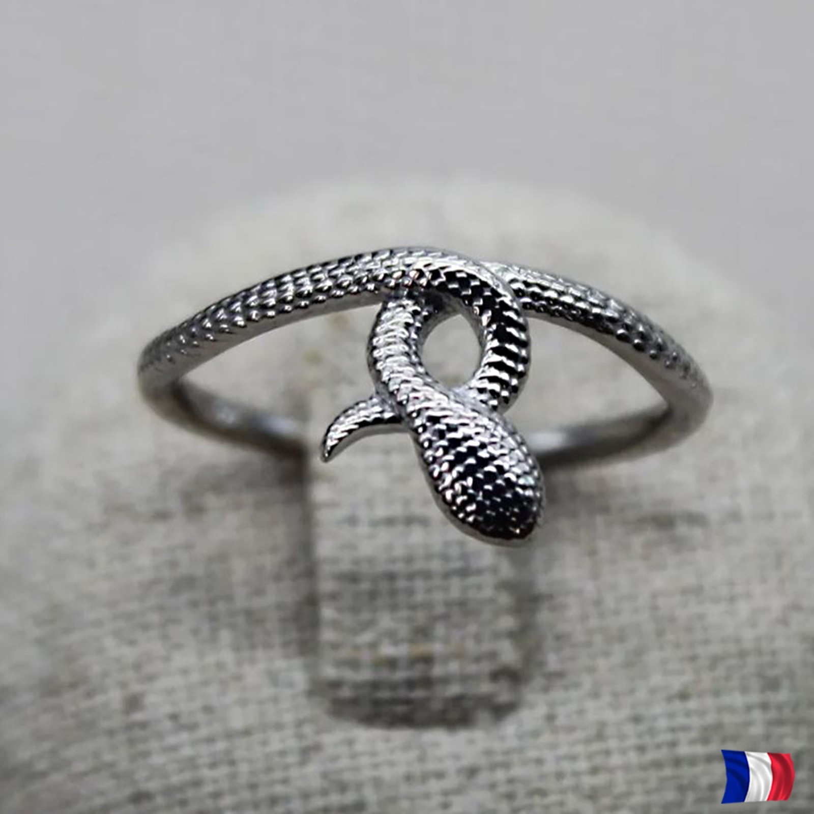 Bague Serpent en Argent 925 Anneau Ajustable pour Homme et Femme