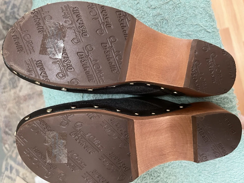 Zuecos sin cordones Dr, Scholl's Moment - Tacón de 1,75 pulgadas Lana negra ¡NUEVOS EN CAJA! 8M Foto 3 de 3