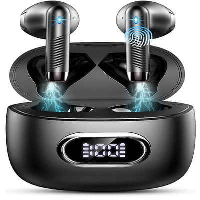 Bluetooth 5.3 In-Ear Headphones 42h Playtime IP7 Waterproof LED Display Noise
