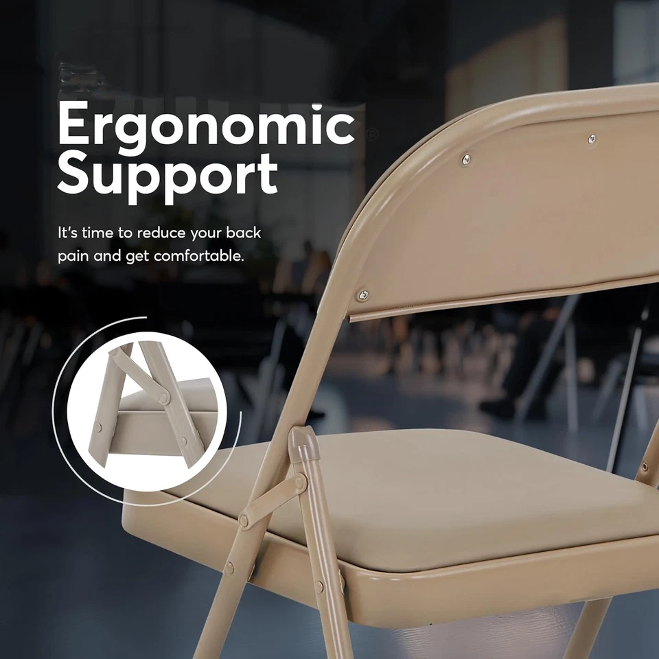 Juego De 4 Sillas Plegables Acolchadas Para Comedor Modernos Baratos En Oferta - Изображение 4 из 4