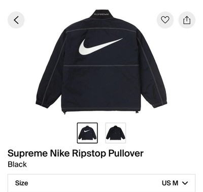 In-Hand Supreme Nike Ripstop Pullover Black Size: MEDIUM