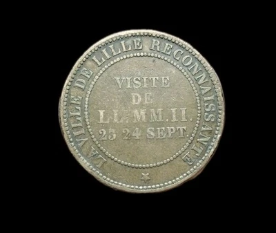 Napoléon III, 10 Centimes Visite De Lille 1853 - Photo 1/2