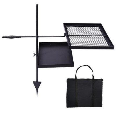 Swivel Campfire Grill Skillet Combo, Portable Heavy Duty Camping Grill Grate