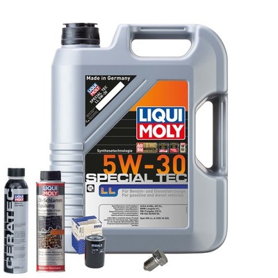 Motoröl 5W30 LIQUI MOLY 5L+MAHLE Ölfilter+Spülung+Cera Tec+Ölablassschraube
