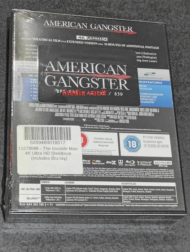 AMERICAN GANGSTER - EVERYTHINGBLU EXCLUSIVE 4K + BLU RAY STEELBOOK & EXTRAS NEW - Image 4 of 4