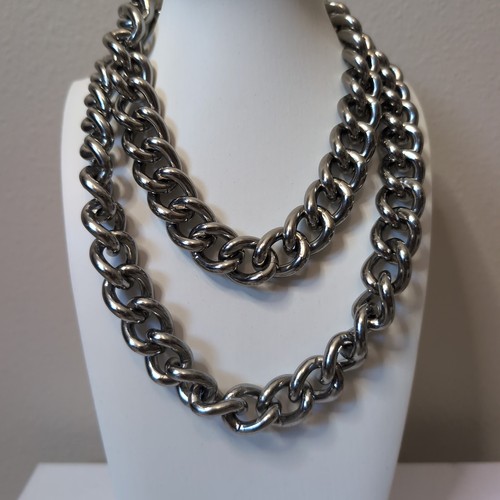 Chunky Silver Layered Curb Chain Necklace