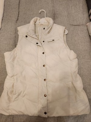 Banana Republic Women's Puffer Size XL Ivory Sherpa Lined Vest / Pockets 