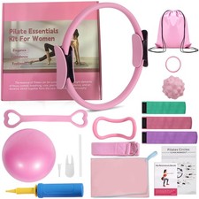 Pilates Ring Set with Resistance Bands  Anti-Slip Magic Circle Pilates Ring f...