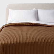 Full/Queen Washed Cotton Sateen Quilt Light Brown - Threshold: OEKO-TEX