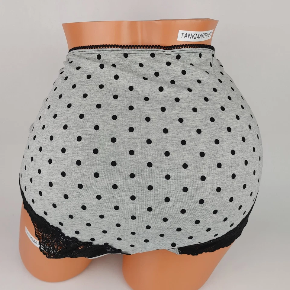 NUEVO CON ETIQUETAS BRAGUITA COMPLETA DE ALGODÓN LANE BRYANT CACIQUE 18/20 GRIS NEGRO LUNARES PLUS  Foto 4 de 4