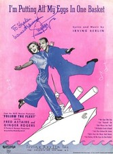 GINGER ROGERS Actress autographed IRVING BERLIN sheet music 