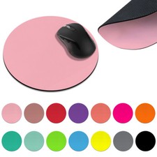 Solid Color Gaming Mat Mice Non-Slip Circle Mousepad For Laptop Computer PC Desk