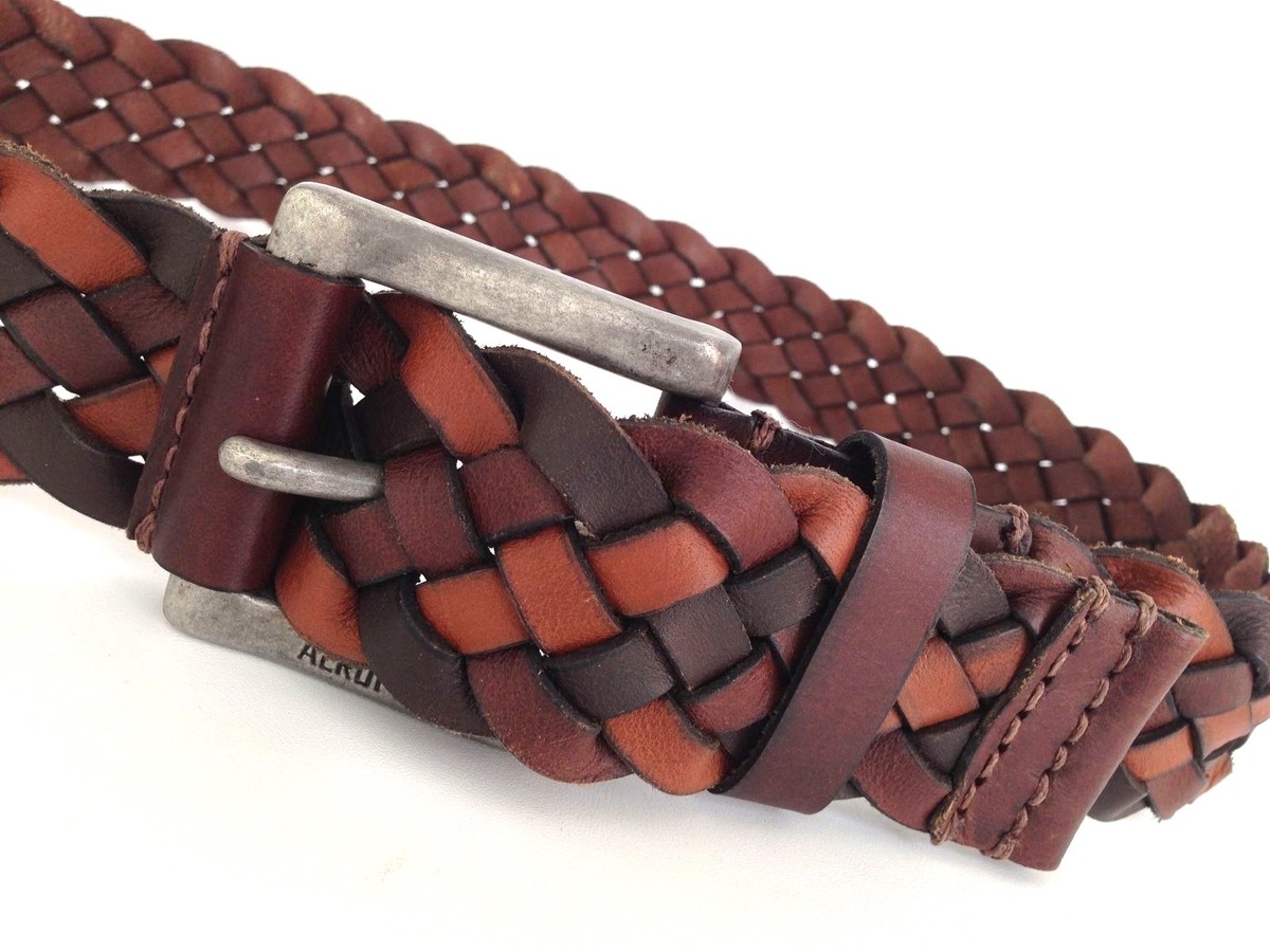 AEROPOSTALE Belt Mens S/P Leather Braided Weave Triple  display picture 3