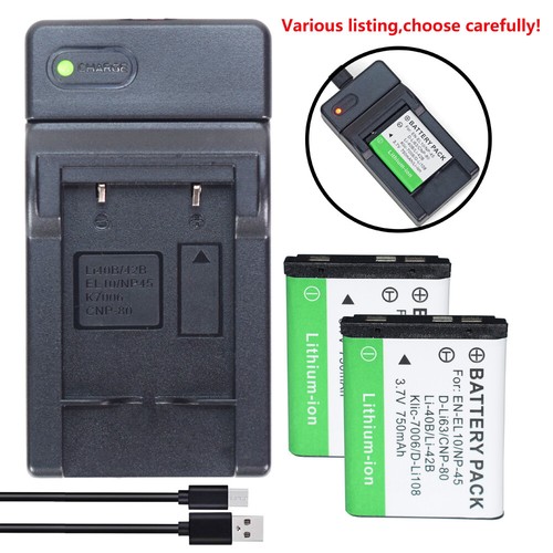 Battery or Charger for Nikon EN-EL10 Coolpix S203 Coolpix S60 S210 S220 S3000 - Picture 2 of 48