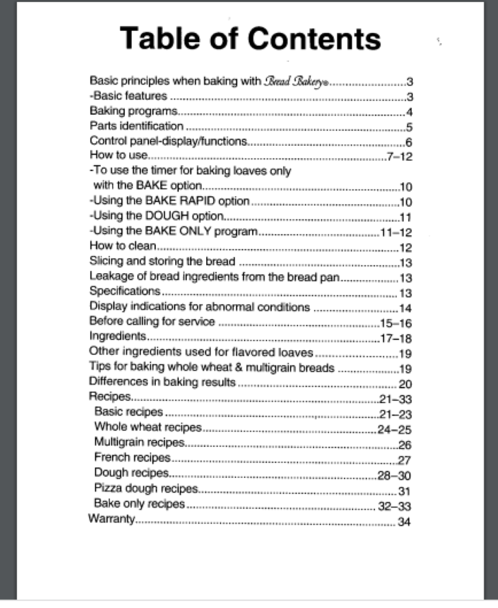 Panasonic Bread Bakery Machine SDYD250 Instructions, Recipes manual