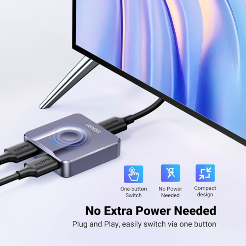 UGREEN HDMI Switch 4K@60Hz, Bi-Directional Switcher 2 in 1 Out Grey - Picture 6 of 8
