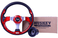 Golf Cart Steering Wheel Red for EZGO TXT/RXV/Valor, 12.5" Classic Racing Style