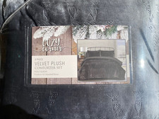 NEW Morgan Home Cozy Velvet Plush Full/Queen 3 pc Comforter Set Grey Polyester
