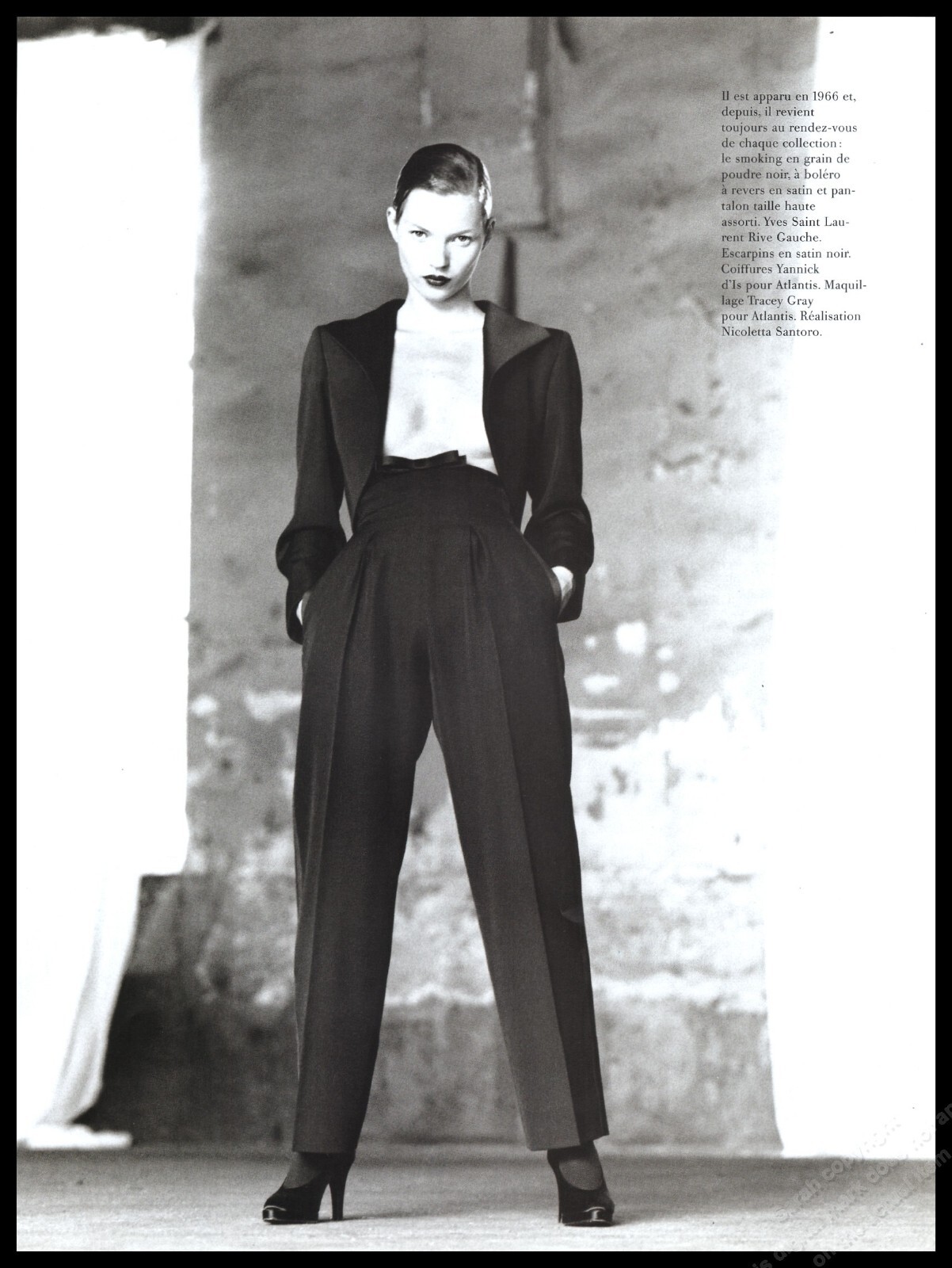 SAINT LAURENT Scarpe con tacco alto anni 90 YSL stampa rivista pubblicità donna moda gambe lunghe 1pg