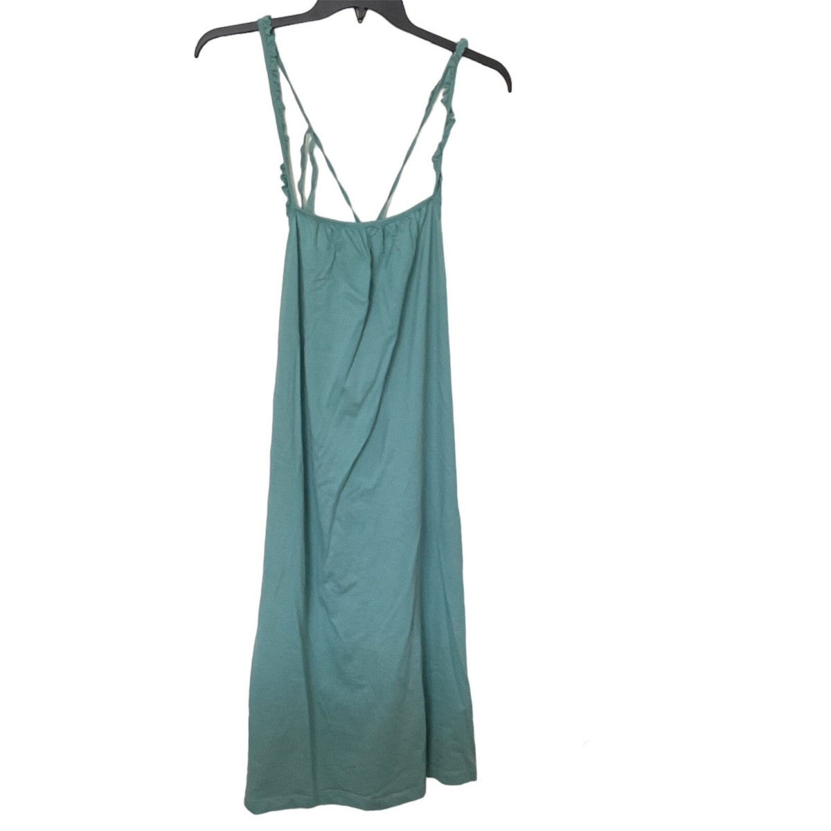 Zara Teal Ruffle Spaghetti Strap Tank Top Dress Size Medium Midi Flowy  Beach | eBay