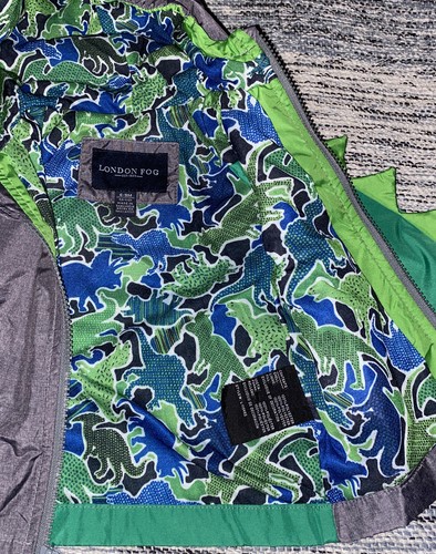 LONDON FOG*Dinosaur Graphic Wraparound Rain Wind Jacket Hooded Infant Boys 6/9 M - Picture 3 of 8