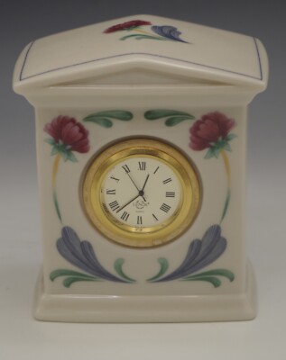 LENOX USA POPPIES ON BLUE DESK CLOCK 4''