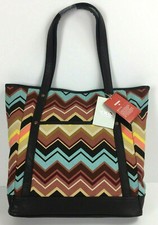Missoni For Target Nwt Multi Color Canvas Tote Lg Shopping Bag Shoulder Zig-zag