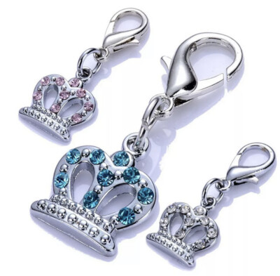 SPARKLING DOG PUPPY CROWN COLLAR CHARM PINK